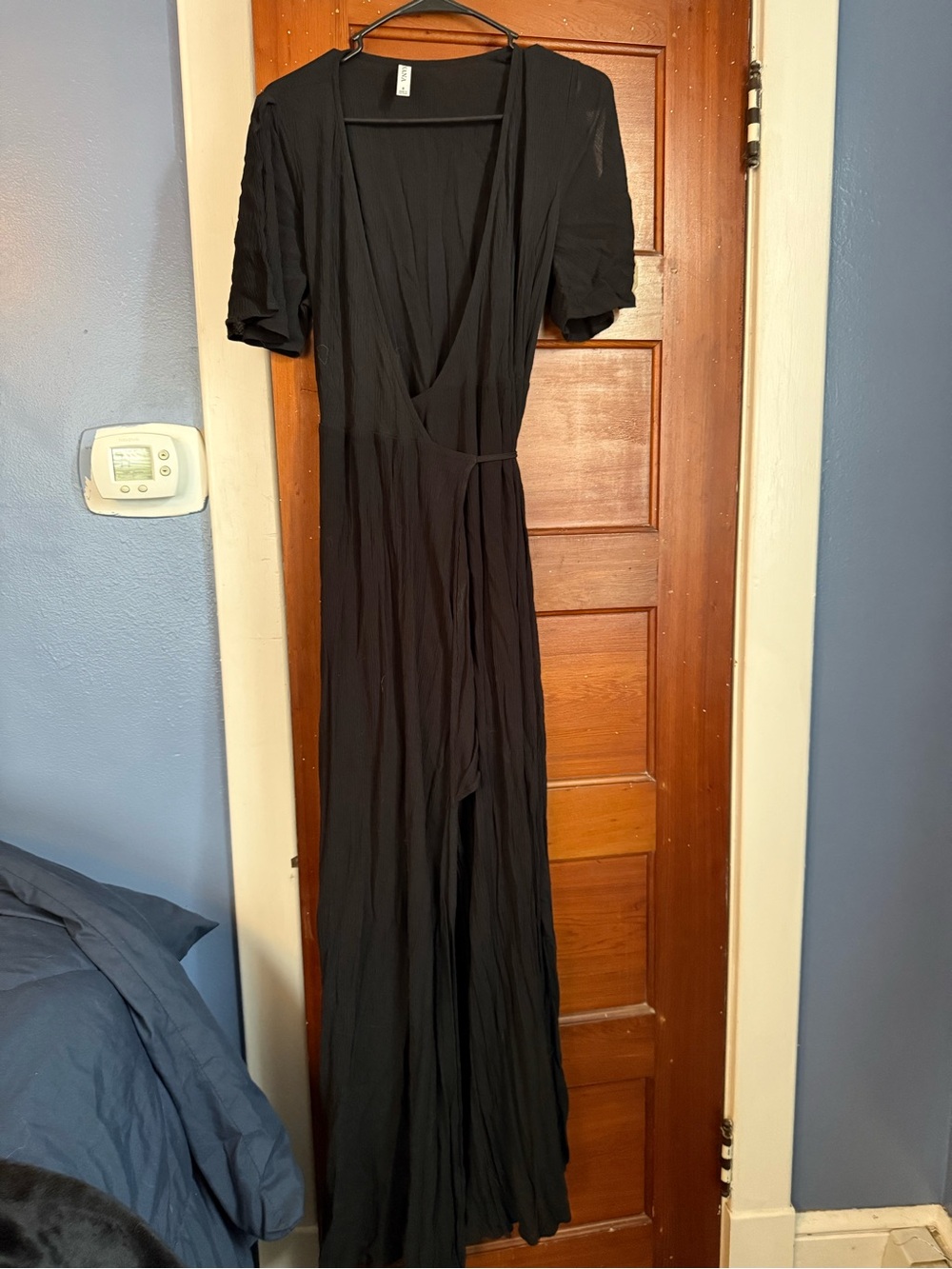 Zenana Outfitters Black Wrap-Style Maxi Dress